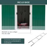 Abrigo de Jardim 280x130x172cm Abrigo de Exterior de Aço Galvanizado com Porta Corredeira e Ventilações Verde