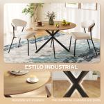 Mesa de Refeição Redonda para 4 Pessoas Mesa de Cozinha Industrial com Estrutura de Aço Ø120x75 cm Madeira