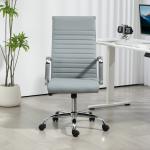 Cadeira de Escritório Giratoria 360° Inclinável com Altura Ajustável Rodas Apoio de Braços 54x62x104 - 114 cm Cinzento Claro