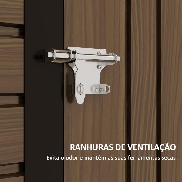 Abrigo de Jardim 190x132x187 cm Abrigo de Ferramentas com 2 Janelas de Ventilação e Porta com Fechadura para Pátio Carvalho