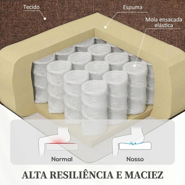 Poltrona Relax Elétrica Elevatória em Tecido Efeito Linho com Comando, Assento com Molas, Apoia - pés, Castanho