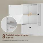 Armário Casa de Banho de Parede Rústico com Prateleira Ajustável Dupla Porta Porta Basculante e Fecho Magnético 60x19,5x60 cm Branco