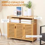 Aparador de 3 Portas Aparador em Bambu com Estantes para Sala de Jantar Cozinha Entrada 100x35x82 cm Madeira