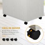 Armário Auxiliar para Micro - ondas Armário de Cozinha Baixo com Armário de 2 Portas e Prateleira Ajustável com Rodas Carga 70 kg 60,4x40,3x97 cm Branco