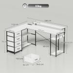 Mesa de Canto para Computador Amplo Espaço de Arrumação com 4 Gavetas 155x112x91,5 cm Branco