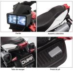 Motocicleta Elétrica Infantil com 3 Rodas para Crianças acima de 3 anos Triciclo com Pedal para Crianças Bateria 6V com Luzes Música Pneus Largos 86x42x52cm Vermelho e Preto