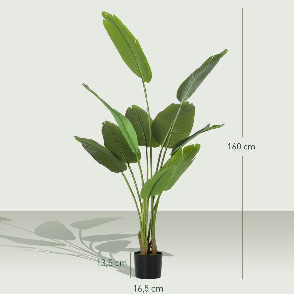 Planta Artificial Decorativa 160 cm Bananeira Artificial com Vaso e Folhas para Interior Casa Sala de Estar Escritório Verde