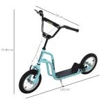 Trotinete para Crianças com Guiador Ajustável em Altura Travão Duplo e Estrutura de Aço 120x58x75 - 80 cm Azul