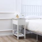 Mesa de Apoio com Tampa Abatível Prateleira de Armazenamento e Orifício para Cabos Oculto 60,5x32,5x70cm Branco