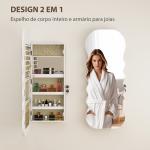 Espelho - Joalheiro com Luz LED Montado na Parede ou na Porta com Fechadura, Espelho de Corpo Inteiro Branco