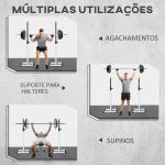 Suporte para Barra de Pesos Ajustável Estante de Aço para Levantamento de Pesos Carga Máx. 150kg Treinamento em Academia Casa 52x48x105 - 160cm Branco e Preto
