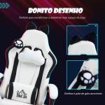 Cadeira Gaming com Orelhas Cadeira Gamer Reclinável com Altura Ajustável e Suporte Lombar 65x62x116 - 124 cm Branco