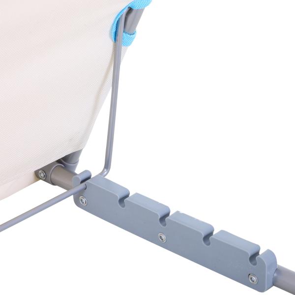 Conjunto de 2 Esteiras de Praia com Encosto Reclinável em 5 Níveis Bolsa de Transporte e Apoio de Cabeça 48x134x33 - 43 cm Branco Creme