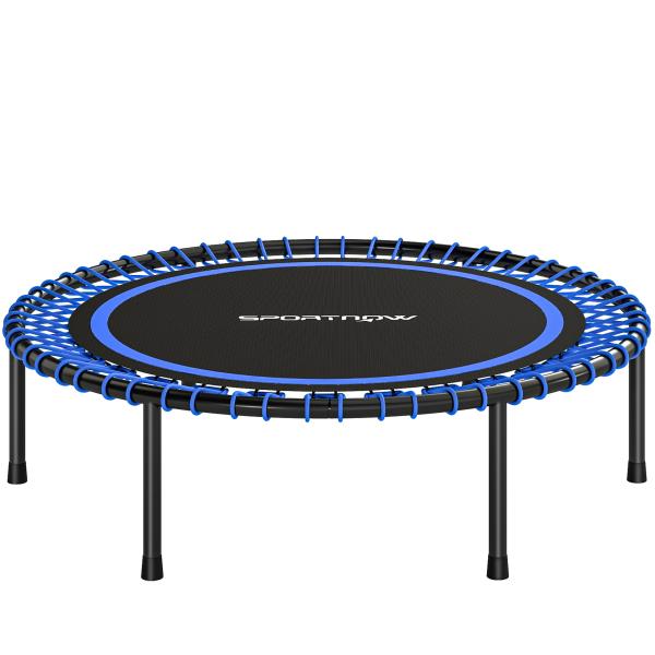 Trampolim de Fitness Adultos Ø114 cm com Estrutura de Aço Reforçada para Treino de Pernas Corpo Azul e Preto