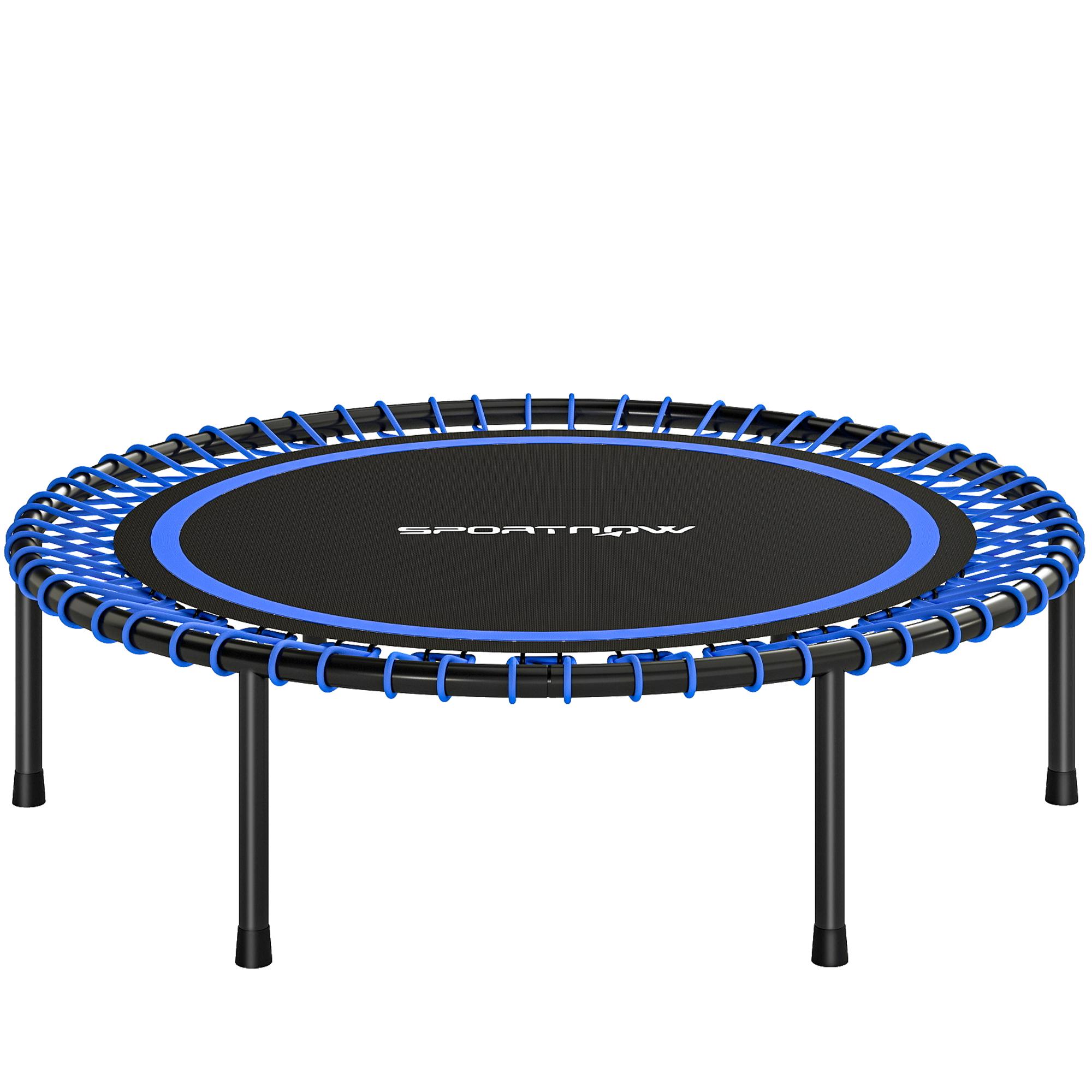 Trampolim de Fitness Adultos Ø114 cm com Estrutura de Aço Reforçada para Treino de Pernas Corpo Azul e Preto