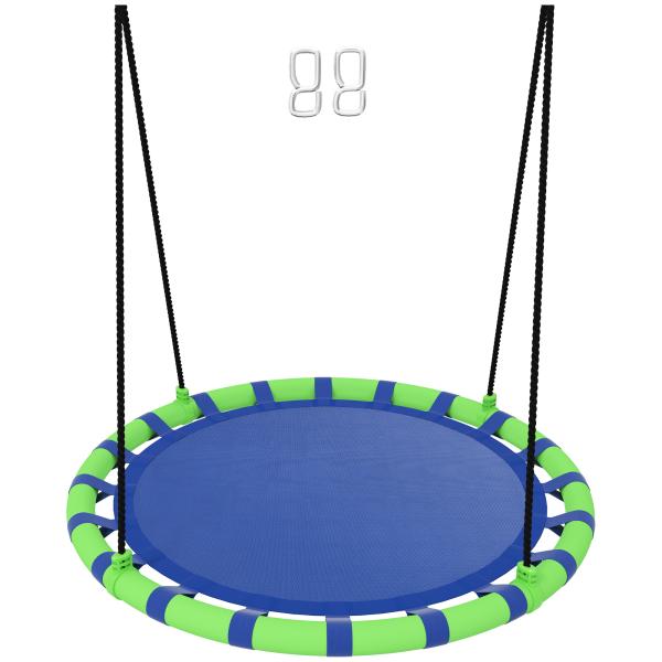Baloiço para Crianças Redondo Baloiço de Jardim Infantil Ajustável Impermeável Carga 150kg Ø100x180 cm Preto e Azul