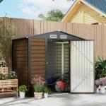 Abrigo de Jardim 190x132x187 cm Abrigo de Ferramentas com 2 Janelas de Ventilação e Porta com Fechadura para Pátio Carvalho
