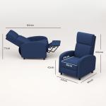 Cadeirão Relax Reclinável até 160° com Apoio para os Pés, até 120 kg, 64x86x102 cm, Azul - Escuro