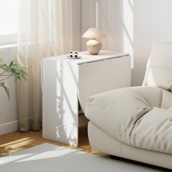 Mesa de Cozinha Dobrável Mesa de Jantar Dobrável Ovalada com Laterais Abatíveis Estilo Moderno 163x80x75 cm Branco