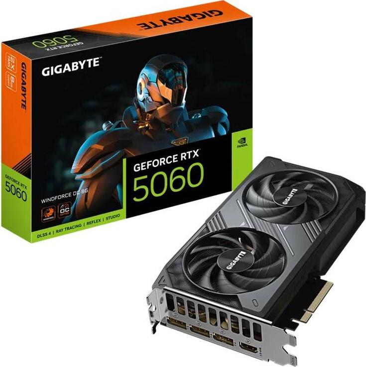 Placa Gráfica NVIDIA GeForce RTX 5060 Blackwell Windforce OC 8G GDDR7 DLSS4 - GIGABYTE