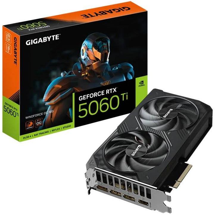 Placa Gráfica NVIDIA GeForce RTX 5060 Ti Blackwell Windforce OC 16G GDDR7 DLSS4 - GIGABYTE