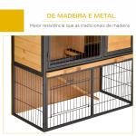 Coelheira de Exterior de Madeira para Animais Pequenos 2 Níveis com Rampa Bandeja Removível Portas com Fechaduras 89,5x45x81 cm Madeira e Cinza