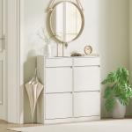Sapateira Estreita com 4 Portas Sapateira para Entrada com 2 Gavetas para 8 Pares de Sapatos 98x19,2x95,3 cm Branco