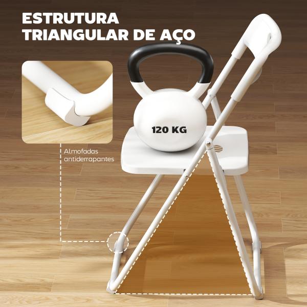Conjunto de 6 Cadeiras Dobráveis com Encosto Curvo Assento Côncavo com Ventilação 48,5x47x75 cm Branco