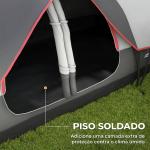 Tenda de Campismo Familiar para 5 - 6 Pessoas Dobrável com 2 Quartos e Bolsa de Transporte Impermeável 450x215x180 cm Cinza