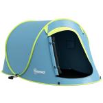 Tenda de Campismo para 1 - 2 Pessoas Impermeável de 2000 mm com Bolsa de Transporte para Pesca 245x148x105 cm Azul