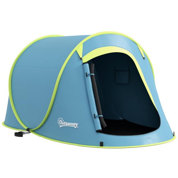 Tenda de Campismo para 1 - 2 Pessoas Impermeável de 2000 mm com Bolsa de Transporte para Pesca 245x148x105 cm Azul