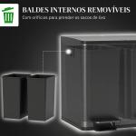 Caixote do Lixo de Cozinha em Aço Inoxidável com 2 Compartimentos 2x15L, Pedal, Tampas de Fecho Suave e Baldes Amovíveis - Preto