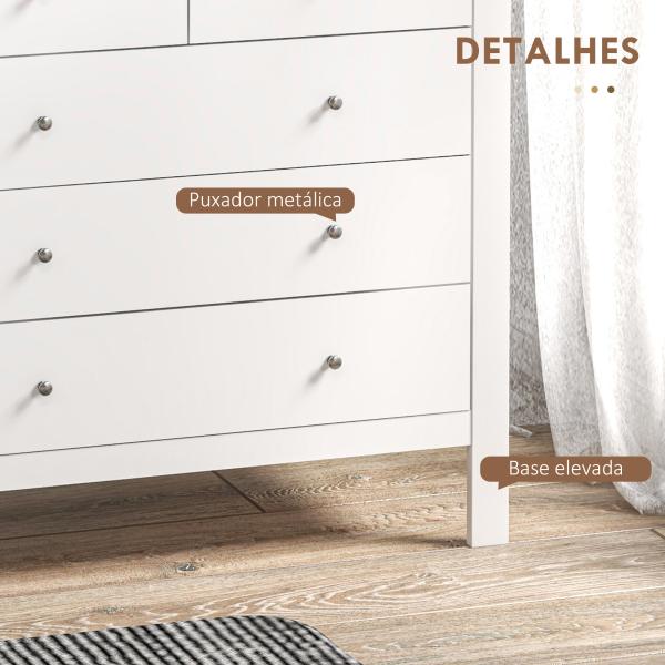 Cómoda com 5 Gavetas com Pés Elevados para Sala e Escritório Estilo Moderno 79x39,5x80,5 cm Branco