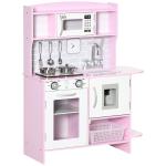Cozinha Infantil para Crianças acima de 3 Anos Cozinha Infantil com Luzes Sons Lavatório Fogão e Forno 70x29x90cm Rosa