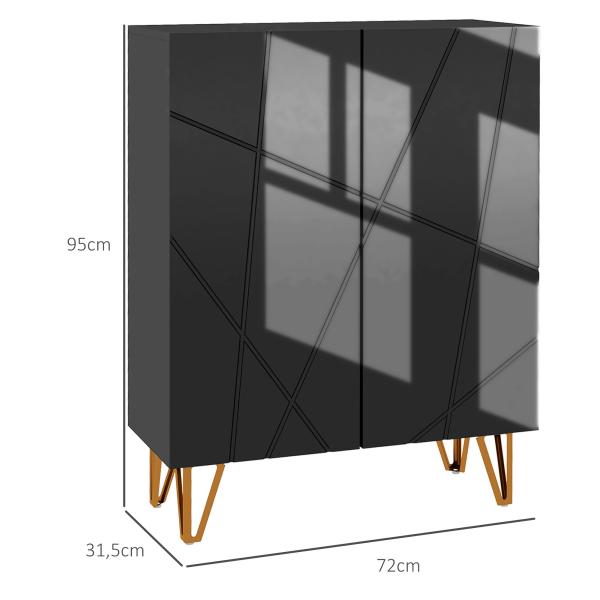 Móvel Sapateira de Entrada Armário Sapateira com Prateleiras Ajustáveis para 15 - 20 Pares de Sapatos 72x31,5x95 cm Preto