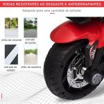 Motocicleta Elétrica Infantil com 3 Rodas para Crianças acima de 3 anos Triciclo com Pedal para Crianças Bateria 6V com Luzes Música Pneus Largos 86x42x52cm Vermelho e Preto
