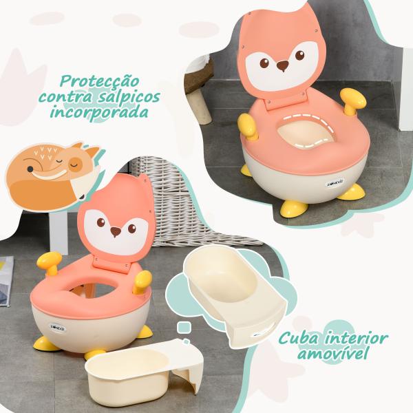 Bacio para Bebé de Aprendizagem Bacio para Criança de 6 - 36 Meses em Forma de Raposa 35,5x35x23 cm Rosa
