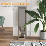 Espelho de Pé 37x155 cm Espelho de Corpo Inteiro Espelho de Parede Retangular com Estrutura de Madeira Cinza