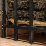 Suporte para Lenha com Cobertura Estante para Lenha de Metal com Estrutura Reforçada e Anéis de Bloqueio 143x70x145 cm Preto