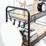 Carrinho Auxiliar com Rodas de 5 Níveis com Cestos de Malha Removíveis e Estrutura de Aço 45x26,5x106 cm Preto