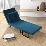 Poltrona Convertível em Cama Poltrona 3 em 1 Convertível em Cama com Encosto Ajustável em 5 Níveis 63x73x81 cm Azul