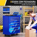 Carrinho de Ferramentas com 7 Gavetas Carrinho de Oficina com Fechadura Pega 2 Rodas com Travão 69x33x75 cm Azul