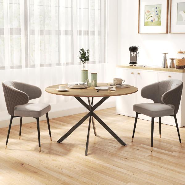 Mesa de Refeição Redonda para 4 Pessoas Mesa de Cozinha Industrial com Estrutura de Aço Ø120x75 cm Madeira