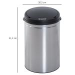 Balde de Lixo Inteligente de Aço Inoxidável 30L com Sensor Infravermelho de Abertura Automática Ø30,5x51,5cm Prata e Preto