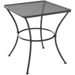Mesa Auxiliar Quadrada Mesa de Jardim Exterior com Estrutura de Metal para Pátio Terraço Varanda 45x45x50 cm Preto
