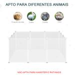 Recinto para Pequenos Animais Modular de Metal com 12 Painéis e 24 Conectores para Coelhos Porquinhos da Índia 105x105x45 cm Branco