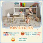 Mesa Infantil com 2 Cadeiras com Encosto em Forma de Coroa para Crianças de 3 - 6 Anos para Sala de Jogos Dormitório Branco