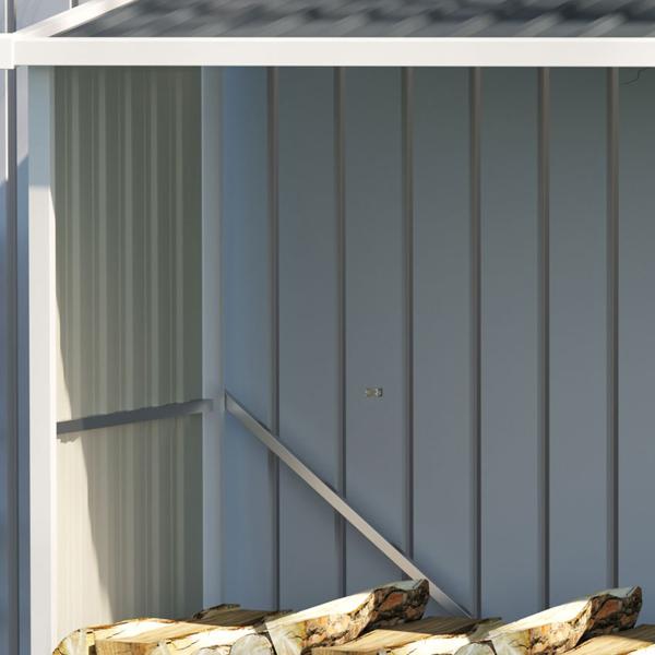 Abrigo para Lenha de Aço Galvanizado Abrigo de Armazenamento de Lenhas com Teto Inclinado para Jardim Terraço Exterior 185x84x133,5/148,5 cm Cinza