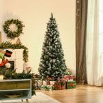 Árvore de Natal Artificial 180 cm Ignífugo com 618 Ramos 34 Bagas 30 Pinhas Folhas de PVC e Suporte Metálico Ø65x180cm Verde