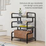 Suporte para Impressora de 3 Níveis com Estrutura em Aço, Estante de Arrumação para Escritório e Casa, 55x40x77 cm, Preto